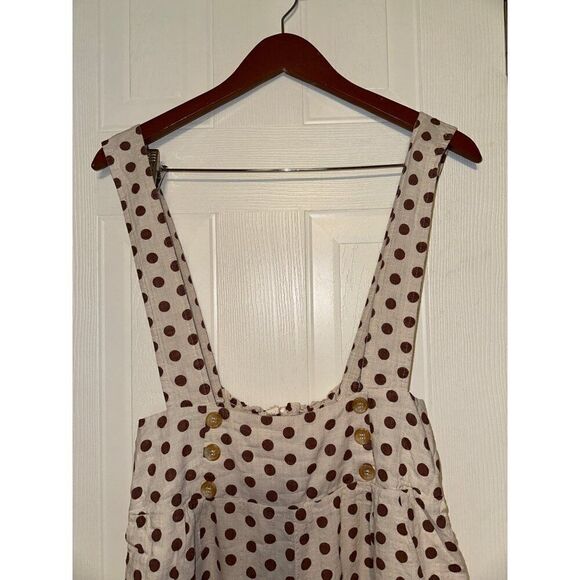 GILLI Cream Jumpsuit with Brown Polka Dots Size Large - Picture 3 of 12